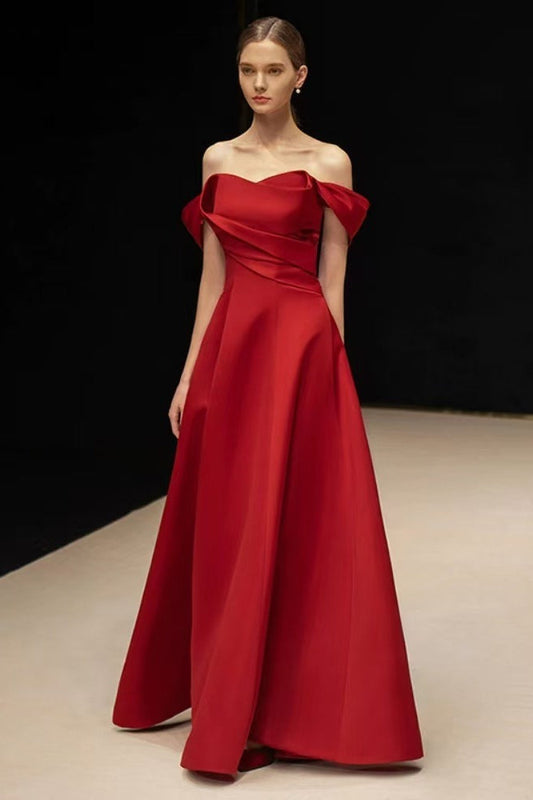 Elegant Satin One Shoulder Burgundy Formal Dress