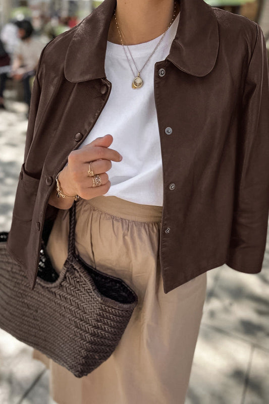 Classic Brown PU Crop Coat