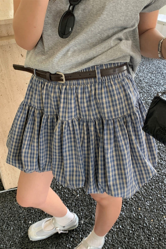 Plaid Tulip High Waist Mini Skirt