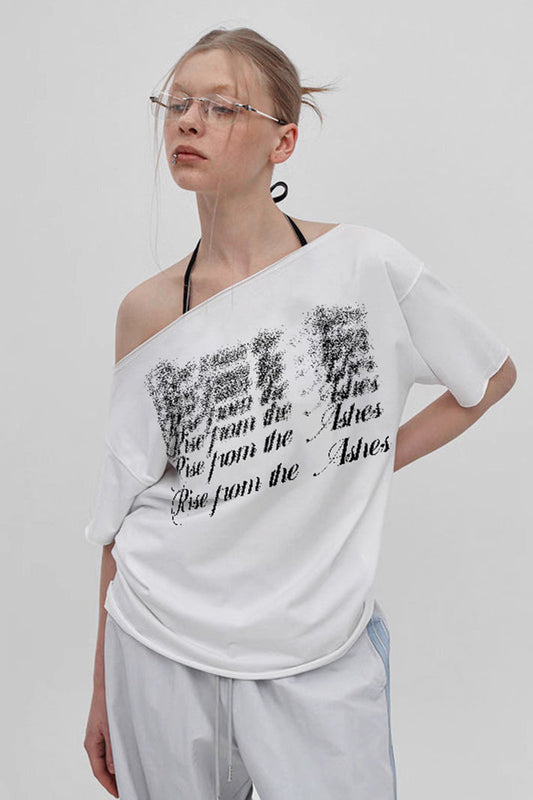 Asymmetric Printed Loose T-Shirt