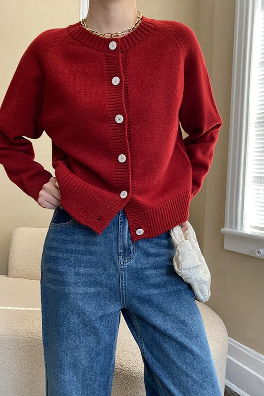 Jade Button Raglan Cardigan