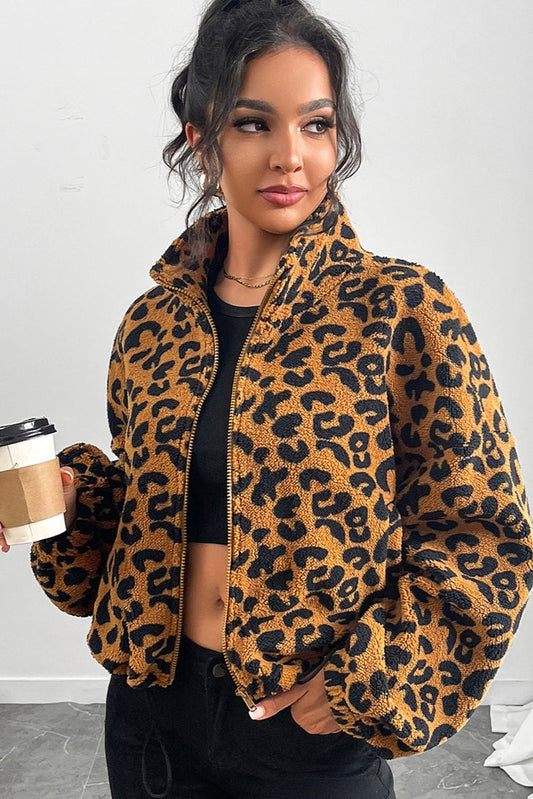 Cozy Leopard Print Fleece Coat