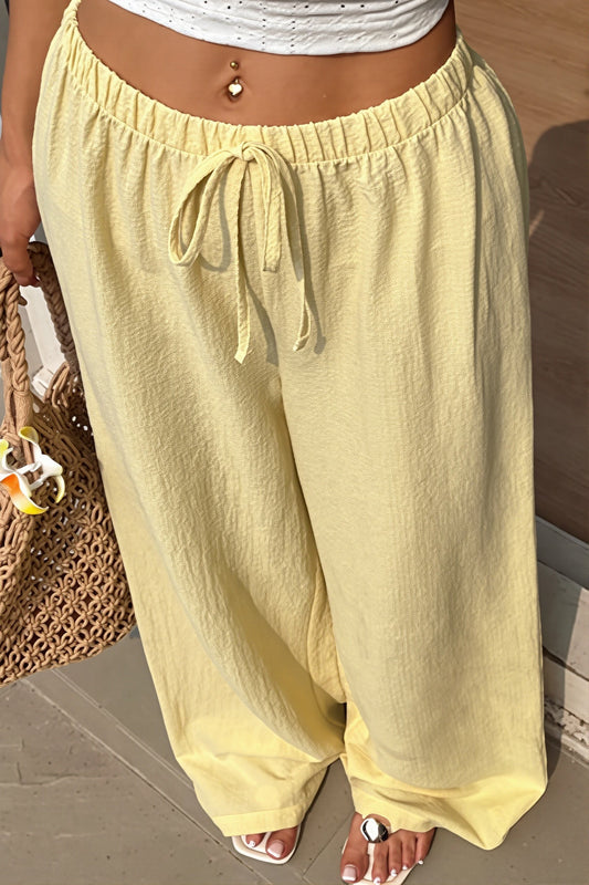 Solid Thin Draped Wide Leg Pants
