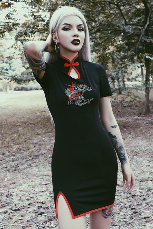High Waist Cheongsam Gothic Dress