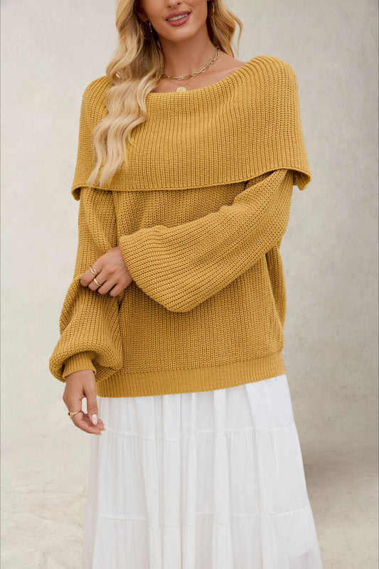 Loose Fit Off-Shoulder Knit Sweater