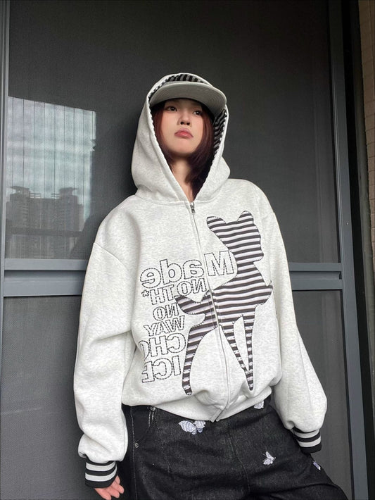 Vintage Deer Patchwork Hoodie