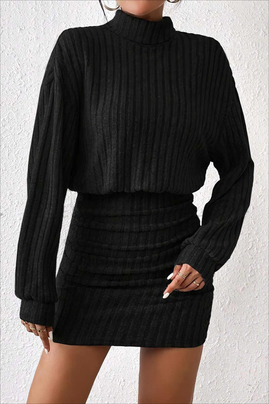 Slim Fit Ribbed Knit Sweater Dress