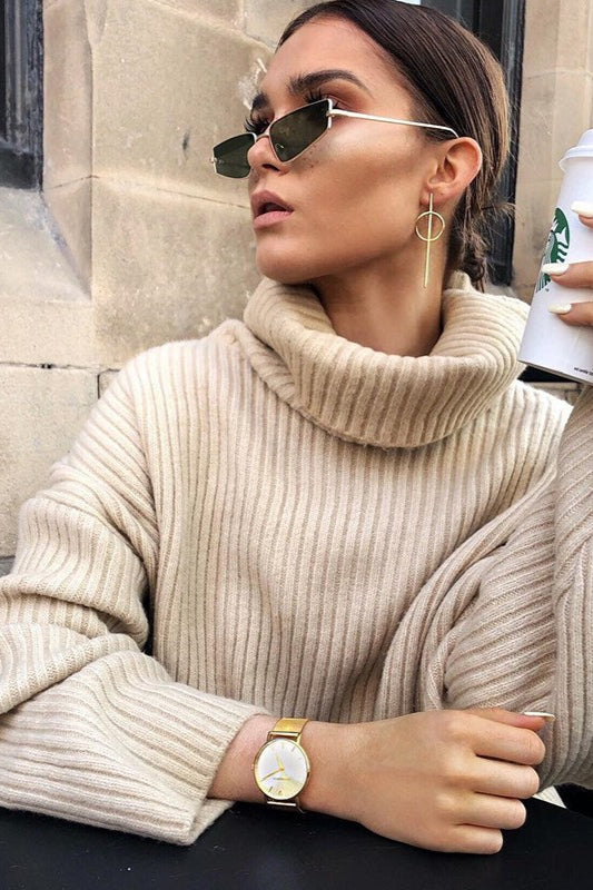 High Neck Loose Knit Sweater