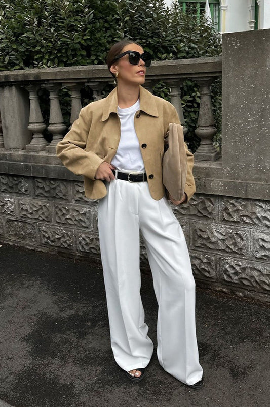 Casual Brown Suede Jacket