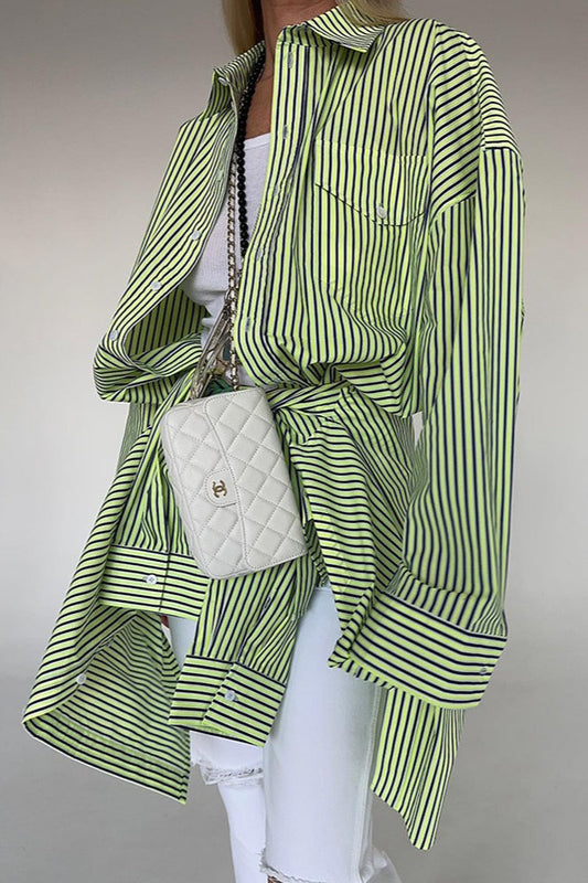Striped Button Up Long Sleeve Bloshope