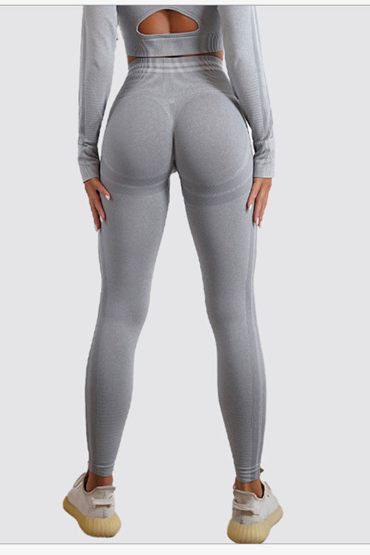 Seamless Striped High-Waist Sculpting Workout Leggings