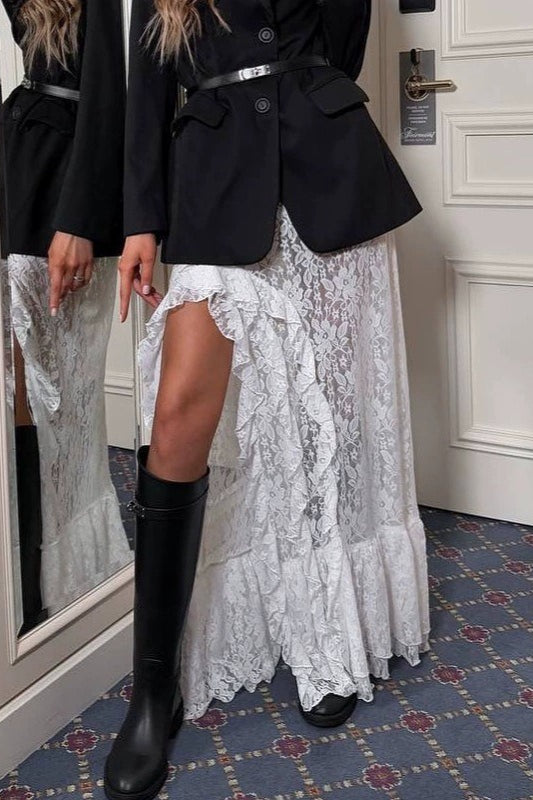 Versatile Lace Split Slim Skirt