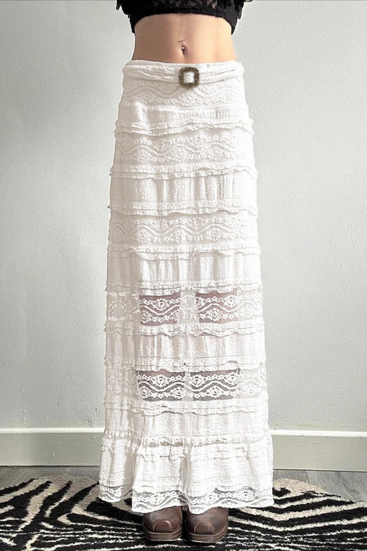 Jacquard Lace Slim Maxi Skirt