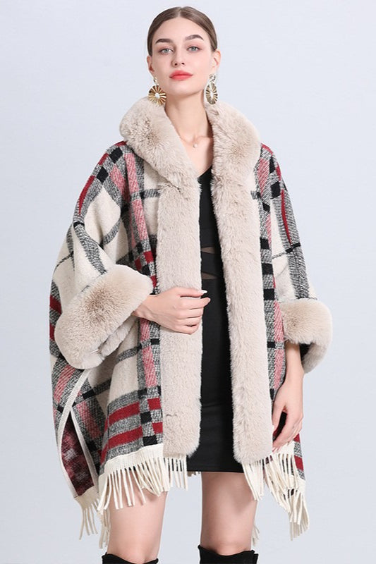 Plshop Size Hooded Wool Cape Coat