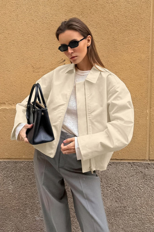 Loose Fit Khaki Cotton Jacket