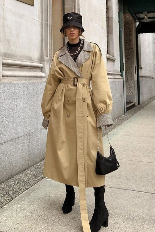 Vintage Paneled Double-Breasted Trench Coat