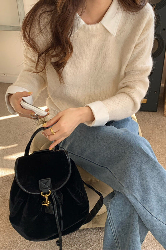 Layered Look Collared Knit Sweater