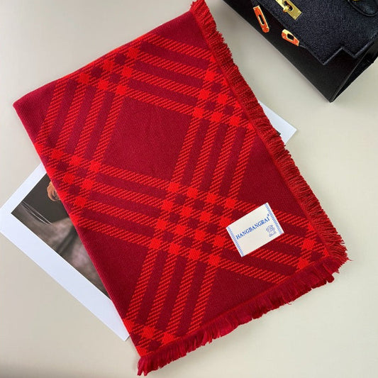 Classic Checkered Wool Blend Scarf