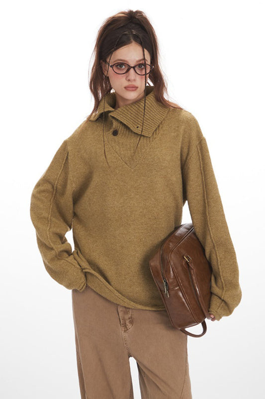 Vintage Cozy High Neck Loose Fit Sweater