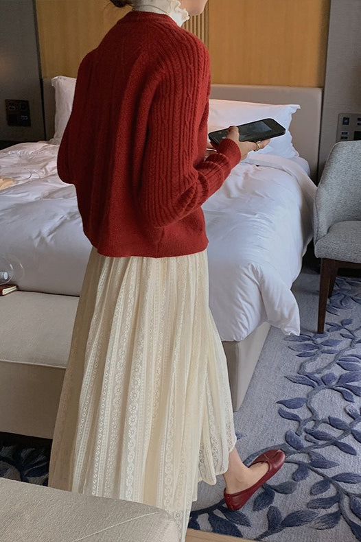 Vintage Ribbed Cropped Cardigan