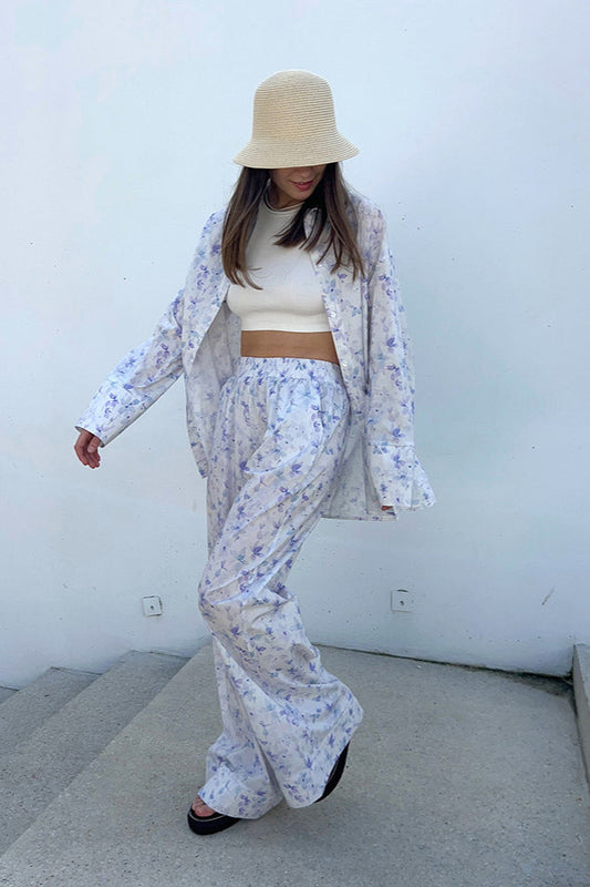 Floral Retro Shirt Pants Two Piece Set