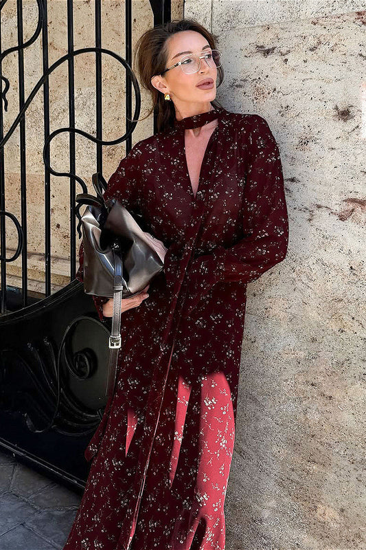 Slim Fit V Neck Chic Floral Dress