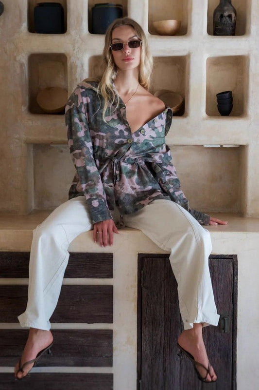 Camouflage Print Long Sleeve Bloshope