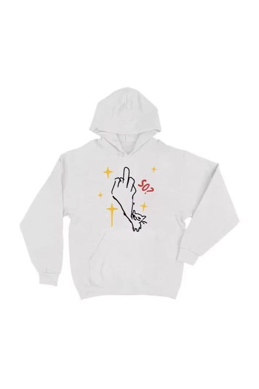Cat Gesture Graphic Heavyweight Pullover Hoodie