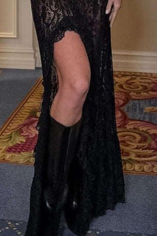 Lace Ruffled A-Line Skirt