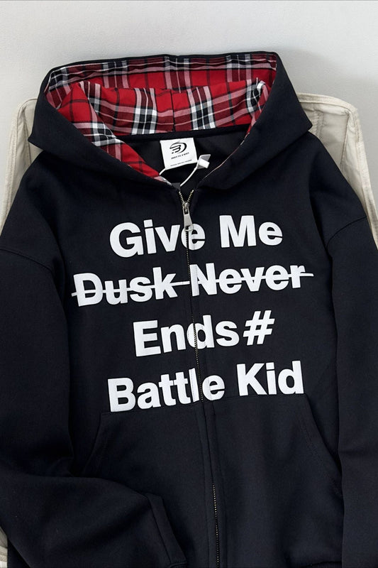 Plaid Cardigan Layered Loose Hoodie