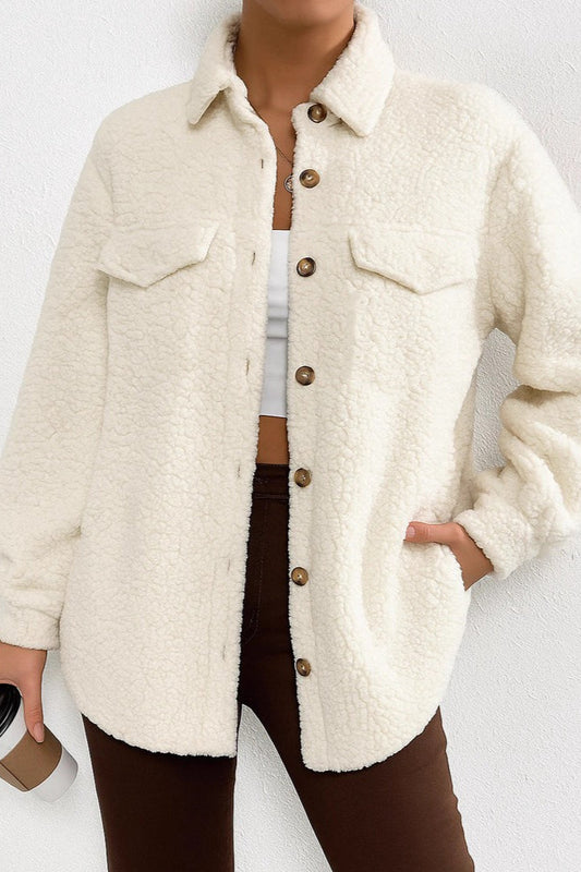 Solid Color Lapel Fleece Coat