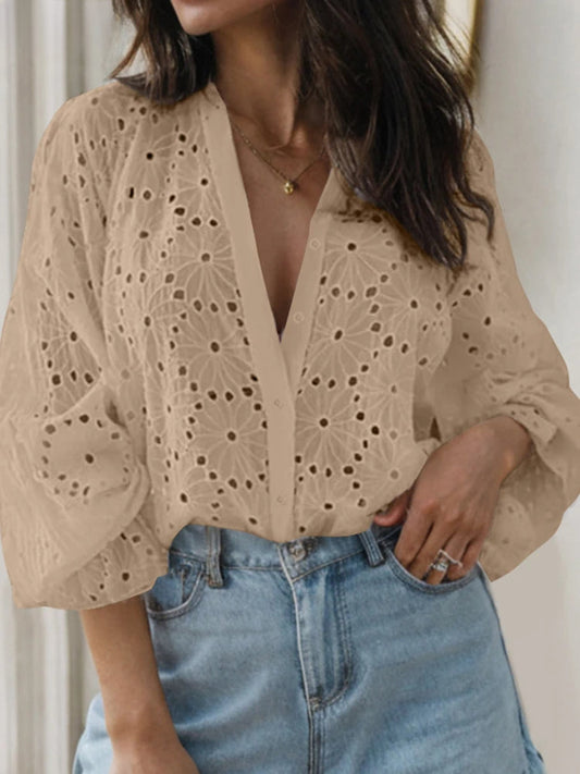 Sexy Flared Long Sleeve Tunic V-neck Bloshope