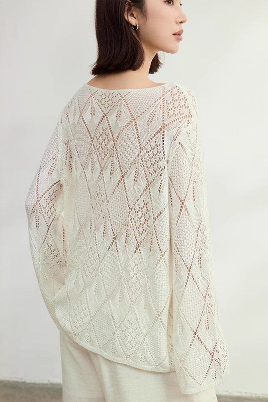 Jacquard Knit Diamond Pattern Bloshope