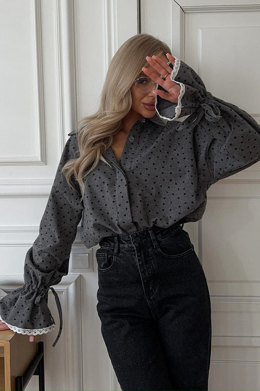 Heart Lace Panel Long Sleeve Bloshope