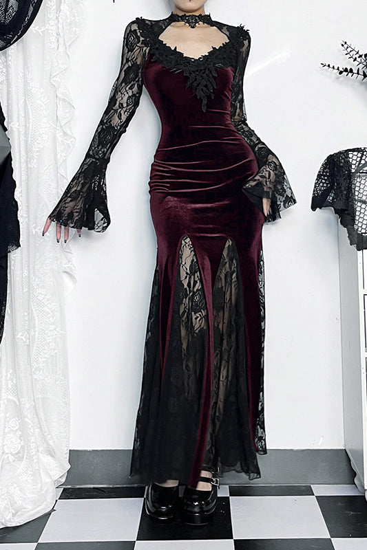 Dark Lace Curve Gothic Dress