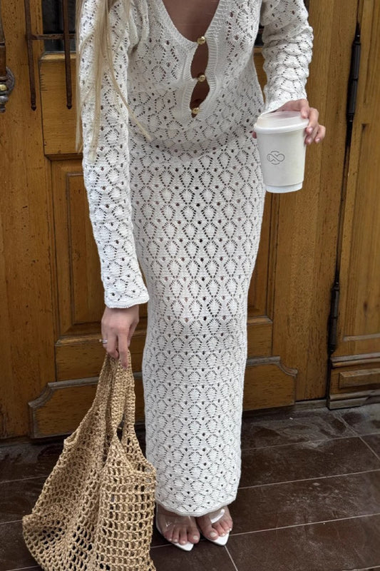 Diamond Crochet Knit Maxi Dress