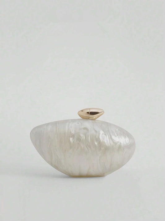 Acrylic Egg Shaped Designer Evening Party Handbag Pearl Shell Purse