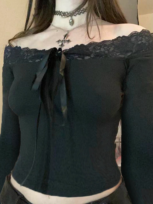 Bow Off-shoulder Knit Top