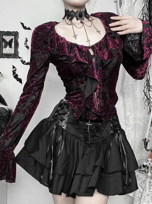 Flocking Ruffled Knit Top