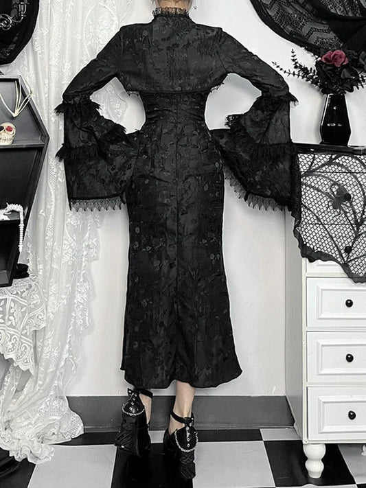 Tie-up Jacquard Thin Spaghetti Medium Dress