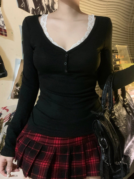 Vintage Lace Sleeve Knit Top