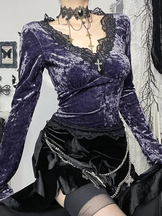 Soft Lace Patchwork Knit Top