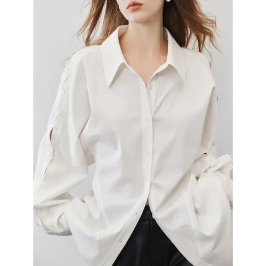 Cotton Long Sleeve Button Up Casual Office Bloshope