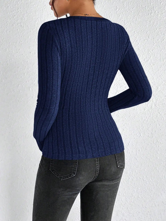 Light Luxury Simple Slim Comfortable V-Neck Pullover Top Women
