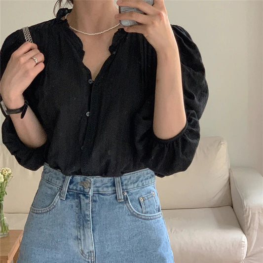 Sweet Puff Sleeve Oversized Vintage Bloshope