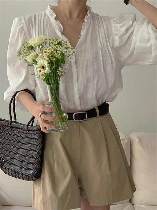 Sweet Puff Sleeve Oversized Vintage Bloshope