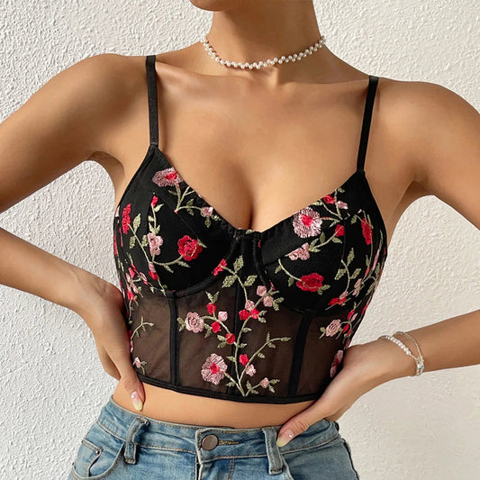 Floral Bshoptier Crop Top with Buckle Halter Tank