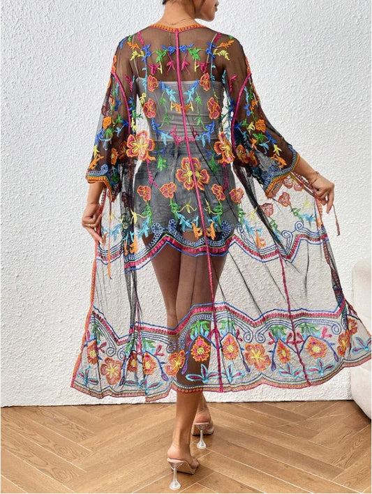 Lace Boho Bikini Beach Cover up Women Dresses Summer