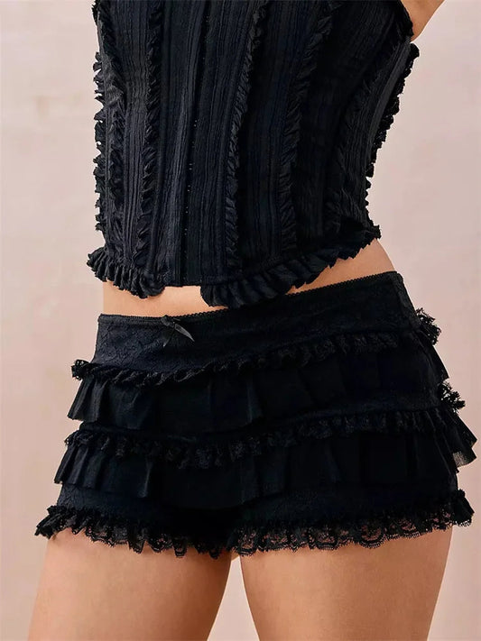 Lace Ruffle Elastic Waist Short