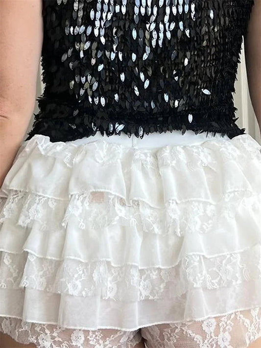 Lace Layered Bow Bloomer Short